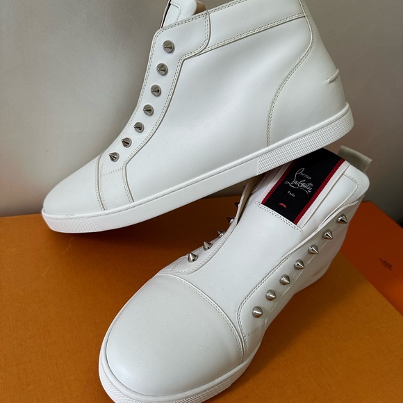 Christian Louboutin White High-Top Men's Shoes size 45 1/2 - Picture 14 of 15